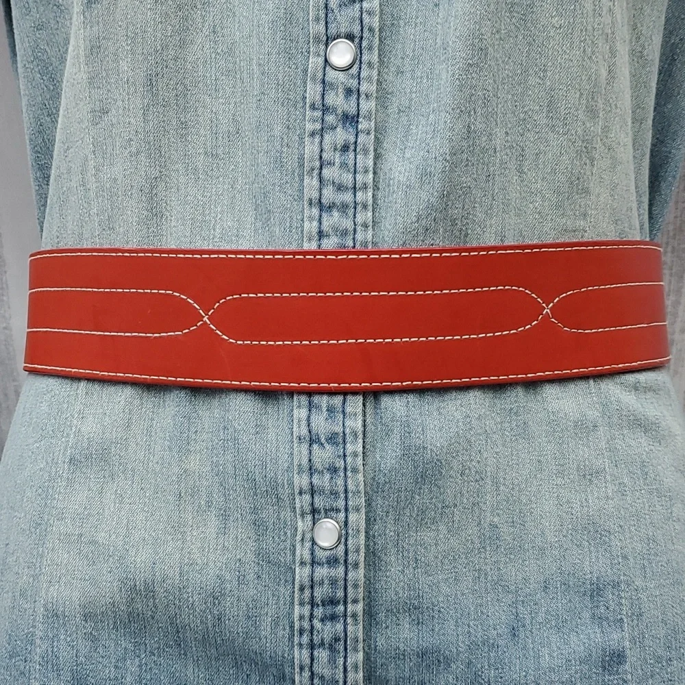 Charter Club Belt Genuine English Saddle Hide Leather in Red - Picture 5 of 13